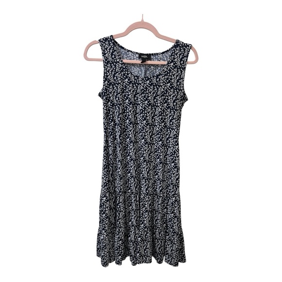 MSK Dresses & Skirts - MSK Black and White Floral Midi Dress Size M